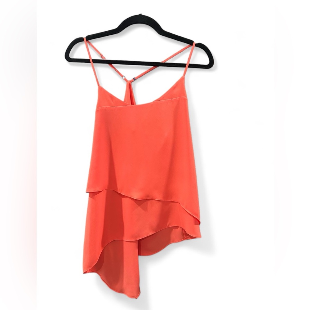 BCBG asymmetrical orange spaghetti strap blouse